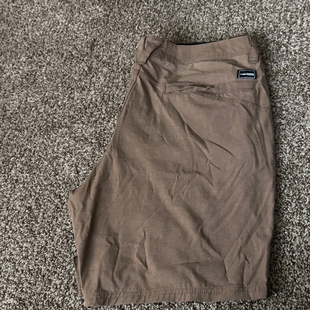 Volcom Tan Flat Front Shorts
